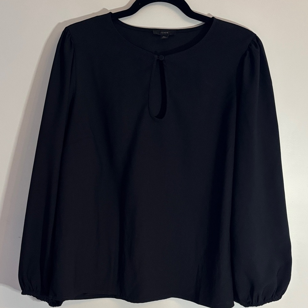J.Crew keyhole black peasant top